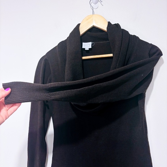 SUZY SHIER Brown knit tunic sweater | Cowl neck cozy style | X-Small • - Picture 7 of 8